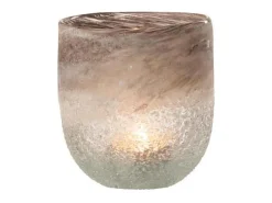 Portavelas de vidrio gris 12.5x12.5x15 cm