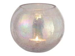 Portavelas de vidrio morado de 20x20x16.5 cm