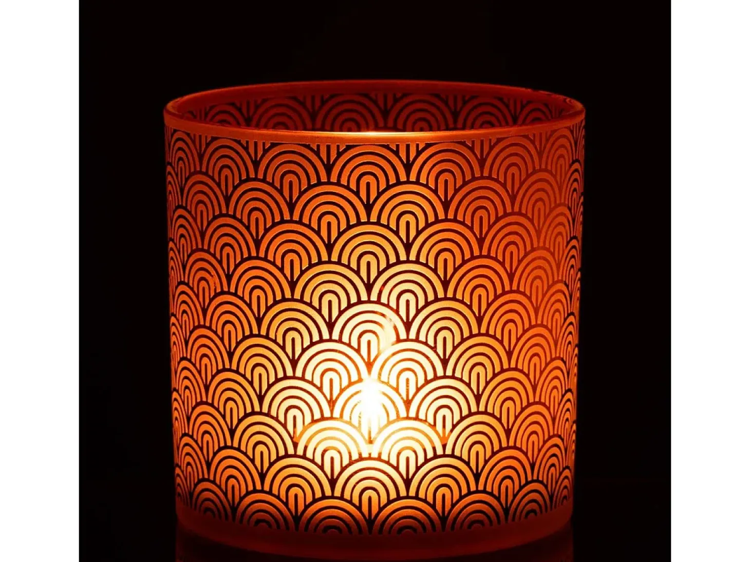 Portavelas de vidrio naranja 15x15x15 cm