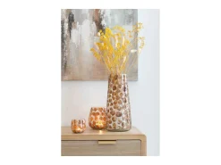 Portavelas de vidrio naranja 14.5x14.5x15 cm