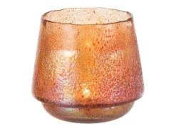 Portavelas de vidrio naranja 14x14x13 cm
