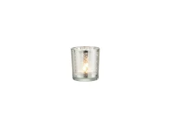 Portavelas de vidrio plateado 7.3x7.3x8 cm