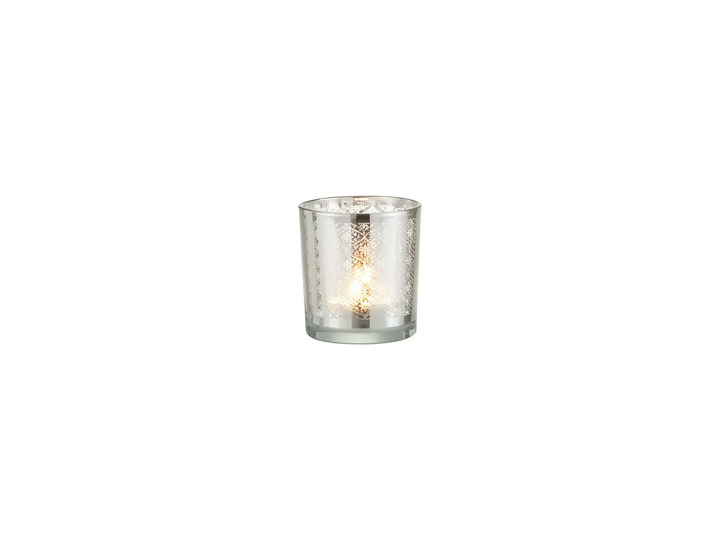 Portavelas de vidrio plateado 7.3x7.3x8 cm