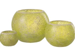 Portavelas mosaicos redondo cristal amarillo Alt. 17 cm