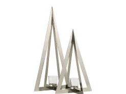 Portavelas árbol acero inoxidable/cristal plata Alt. 58 cm