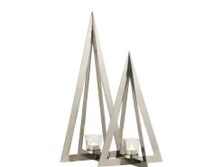 Portavelas árbol acero inoxidable/cristal plata Alt. 58 cm