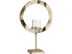 Portavelas redondo pie aluminio oro Alt. 63 cm