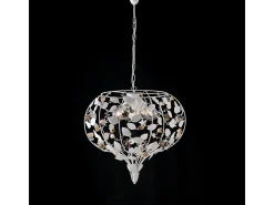 Preciosa lámpara de araña de hierro lacado blanco shabby 5 luces 125 Ø68 BL196-5-BCO