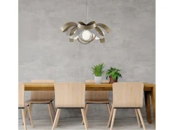 Primula - Lámpara colgante de hierro lacado blanco y gris tórtola con cable de acero orientable 4 luces 138 - Ø66 - BL145-4-BT