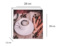 Print decorativo café taza y canela 28x28x1,5 cm