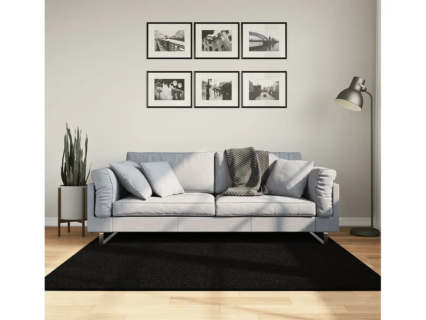 Prolenta Premium - Alfombra de pelo corto suave lavable HUARTE negro 160x160 cm