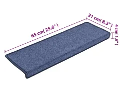 Prolenta Premium - Alfombras de peldaños de escalera 15 uds azul 65x21x4 cm
