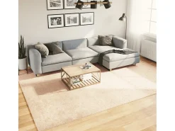 Prolenta Premium - Alfombra de pelo corto suave lavable HUARTE beige 240x340 cm