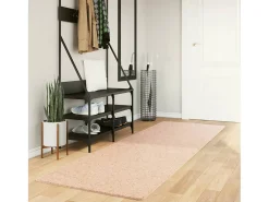 Prolenta Premium - Alfombra de pelo corto suave lavable HUARTE rosado 80x250 cm