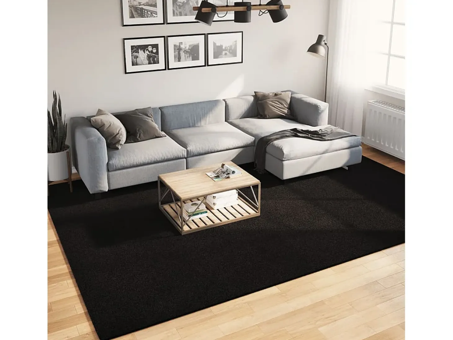 Prolenta Premium - Alfombra de pelo corto suave lavable HUARTE negro 240x340 cm