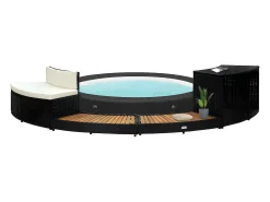 Prolenta Premium - Borde bañera dromasaje ratán sintético y madera maciza acacia