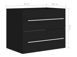 Prolenta Premium - Mueble de lavabo madera de ingeniería negro 60x38,5x48 cm