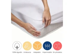 Protector impermeable de 90x190-200 cm de algodón rizo de alto gramaje en blanco Vent
