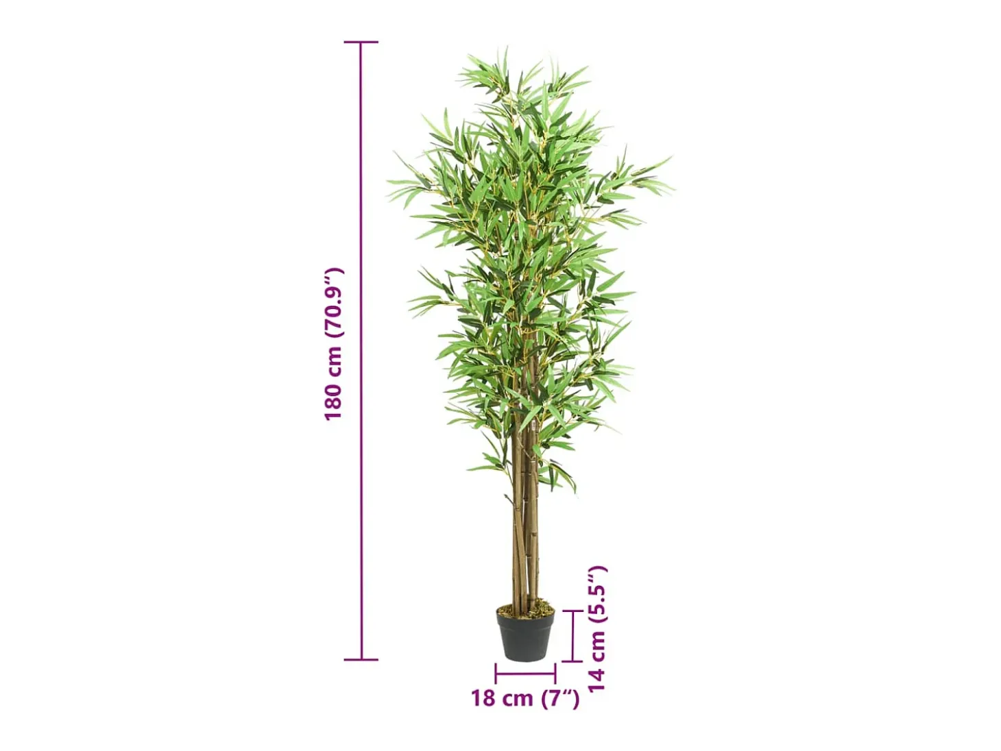 Árbol de bambú artificial con 1288 hojas verde 180 cm ES298615