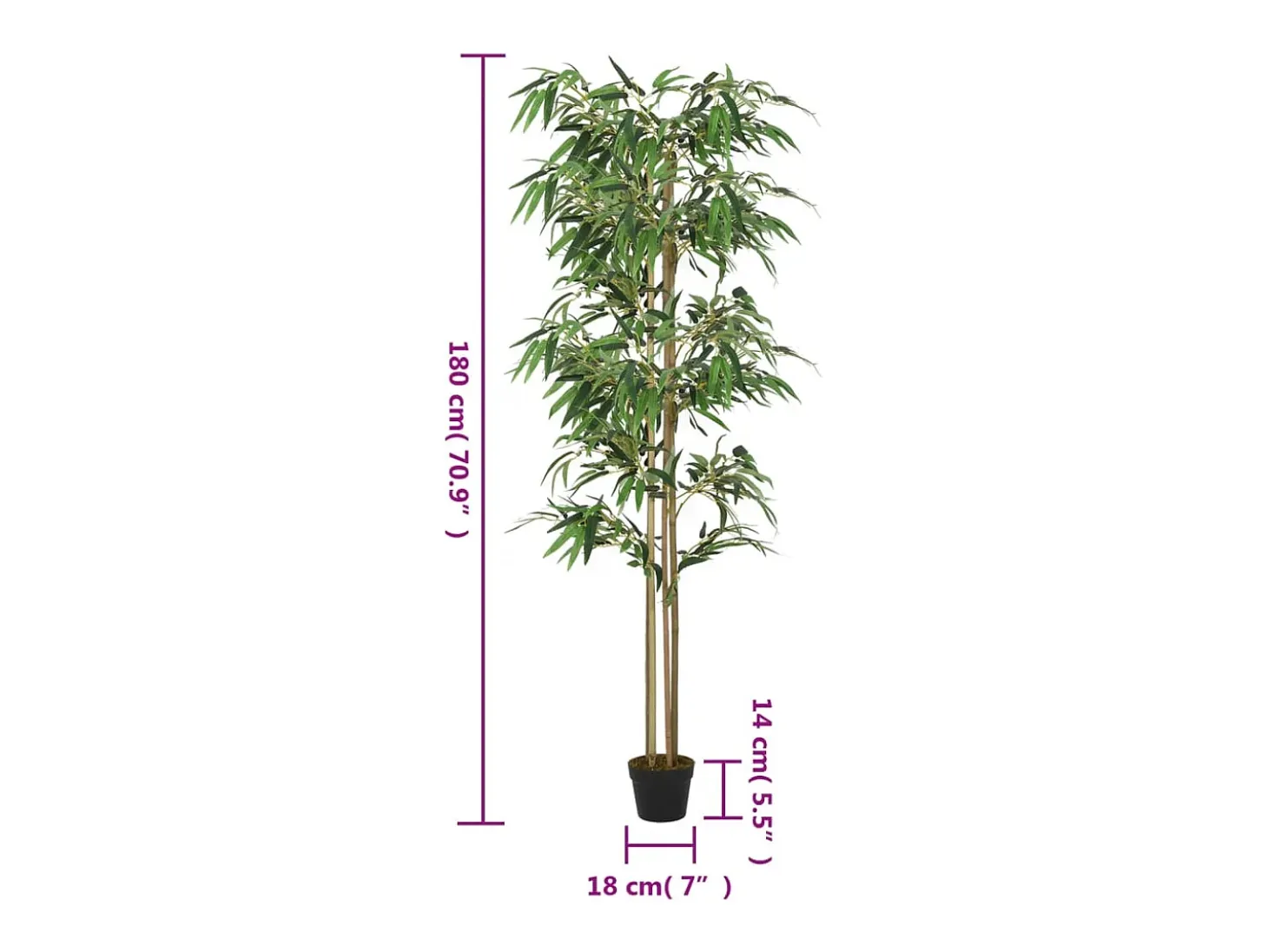 Árbol de bambú artificial con 1216 hojas verde 180 cm ES638102