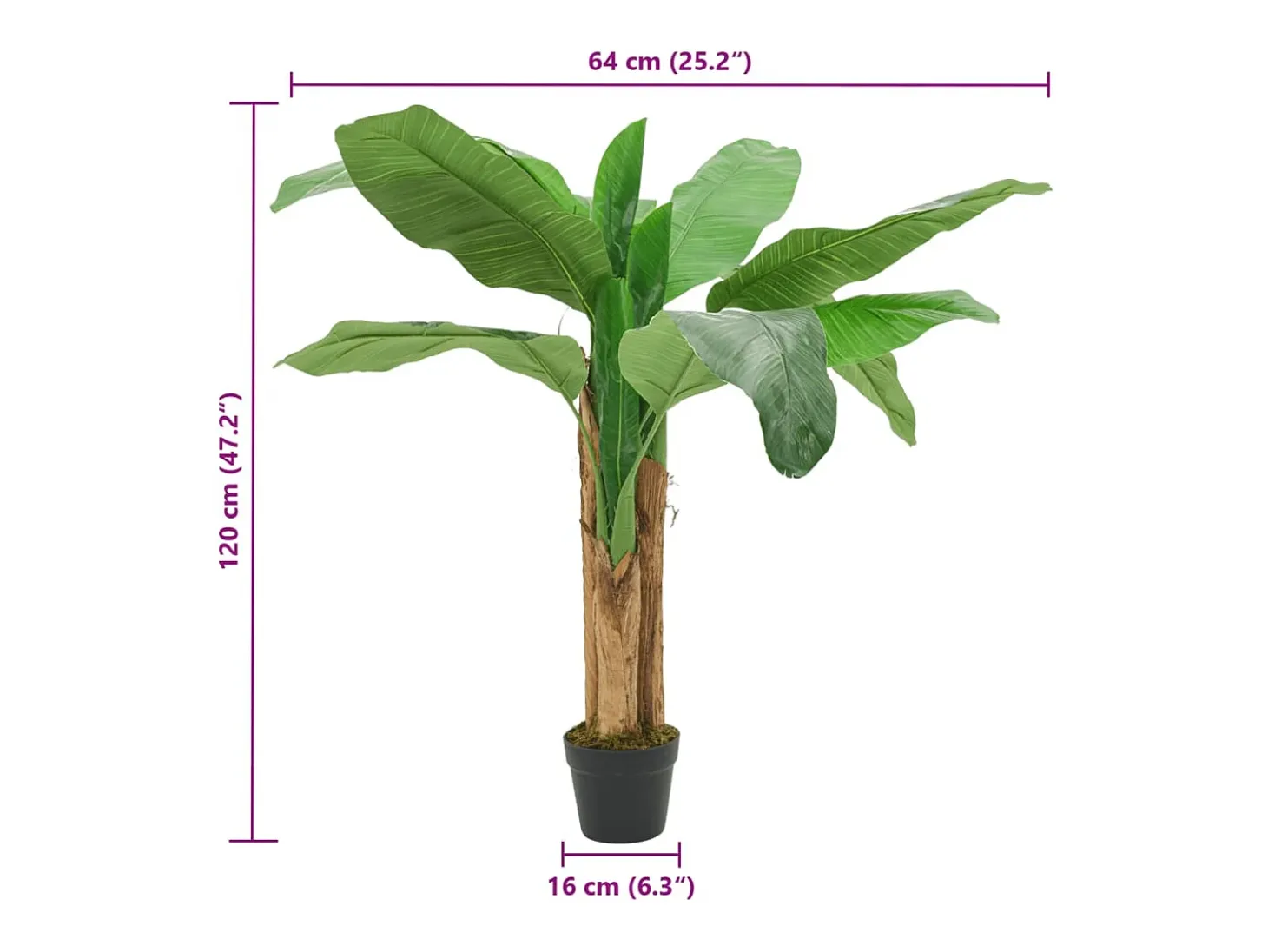 Árbol de plátano artificial 9 hojas verde 120 cm ES599045