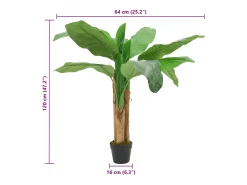 Árbol de plátano artificial 9 hojas verde 120 cm ES599045