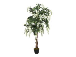 Árbol de wisteria artificial 560 hojas verde y blanco 80 cm ES578516