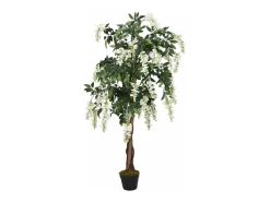 Árbol de wisteria artificial 1260 hojas verde y blanco 180 cm ES628608