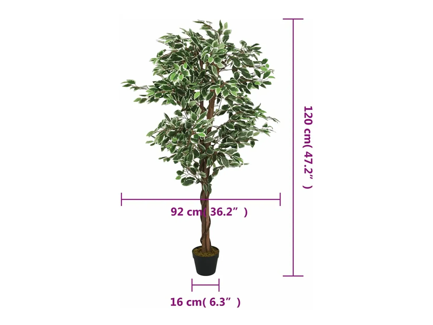 Árbol ficus artificial 630 hojas verde 120 cm ES906509
