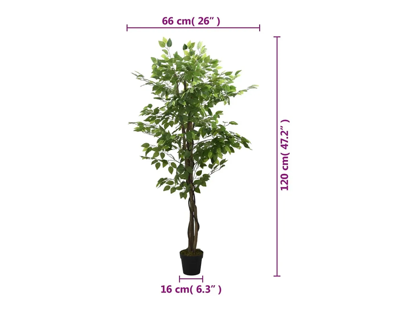 Árbol ficus artificial 630 hojas verde 120 cm ES251441