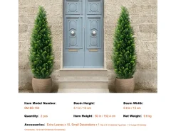 Árboles Artificiales, SucceBuy - Paquete de 2 Topiarios Artificiales de Cedro de 150 CM, Resistentes a Los Rayos UV para Decoración de Interiores y Exteriores