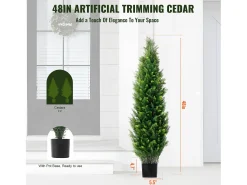 Árboles Artificiales, SucceBuy - Paquete de 2 Topiarios Artificiales de Cedro de 120 CM, Resistentes a Los Rayos UV para Decoración de Interiores y Exteriores