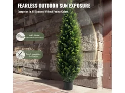 Árboles Artificiales, SucceBuy - Paquete de 2 Topiarios Artificiales de Cedro de 120 CM, Resistentes a Los Rayos UV para Decoración de Interiores y Exteriores