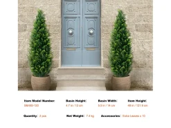 Árboles Artificiales, SucceBuy - Paquete de 2 Topiarios Artificiales de Cedro de 120 CM, Resistentes a Los Rayos UV para Decoración de Interiores y Exteriores