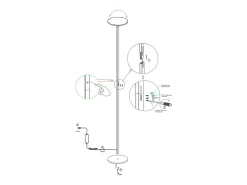 Regina - Lámpara de pie LED redonda de metal blanco orientable, altura 180 cm, Fabas Luce - Luz LED integrada de 35 W, CCT (3000K-6000K)