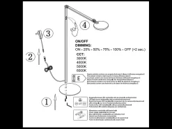 Regina - Lámpara de pie LED orientable de metal negro H.135 cm Fabas Luce - Luz LED integrada de 9 W CCT (3000K 4000K 5000K 6000K)