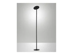 Regina - Lámpara de pie LED redonda de metal negro ajustable, altura 180 cm, Fabas Luce - Luz LED integrada de 35 W, CCT (3000K-6000K)
