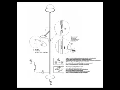 Regina - Lámpara de pie LED blanca de metal H.180 cm Fabas Luce - 2 luces de 36W y 12W con LED integrado 3000K