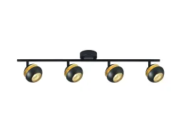Regleta 4 Focos Articulados Beethoven Negro/oro Para Baño,