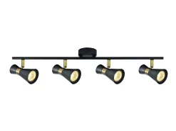 Regleta De 4 Focos Para Baño Modelo Maximo Negro-cuero
