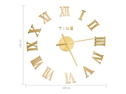 Reloj 3D de pared con diseño moderno dorado 100 cm XXL ES308166