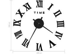 Reloj 3D de pared con diseño moderno negro 100 cm XXL ES405481