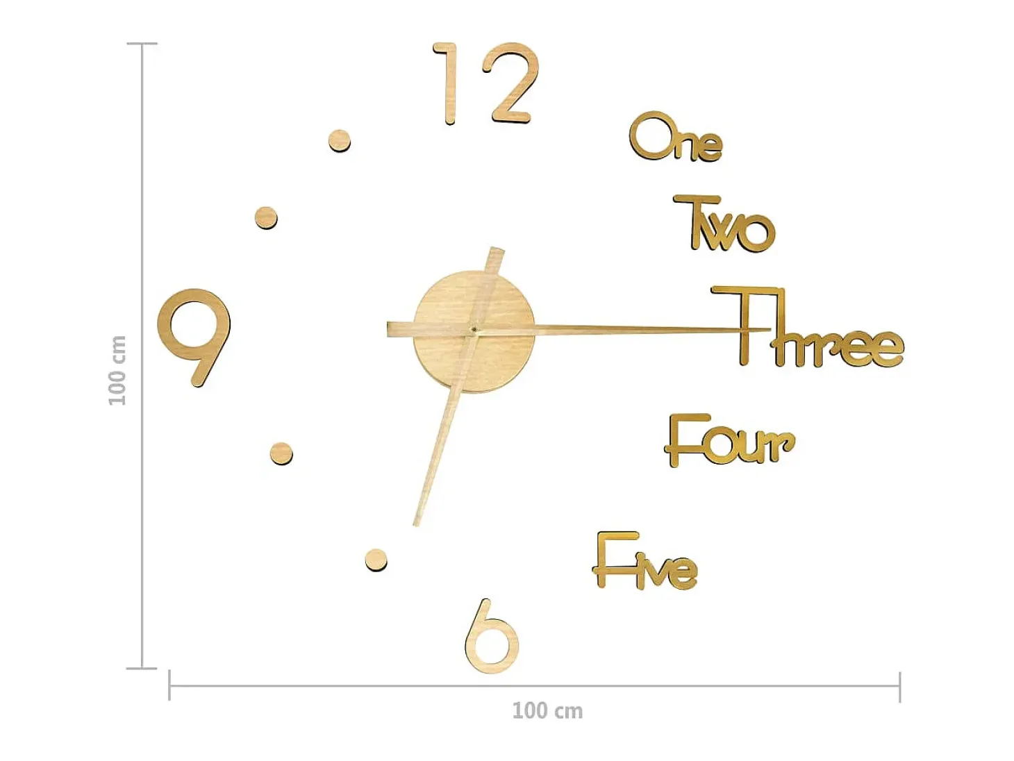 Reloj 3D de pared con diseño moderno dorado 100 cm XXL ES746394