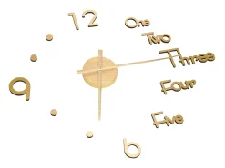 Reloj 3D de pared con diseño moderno dorado 100 cm XXL ES746394