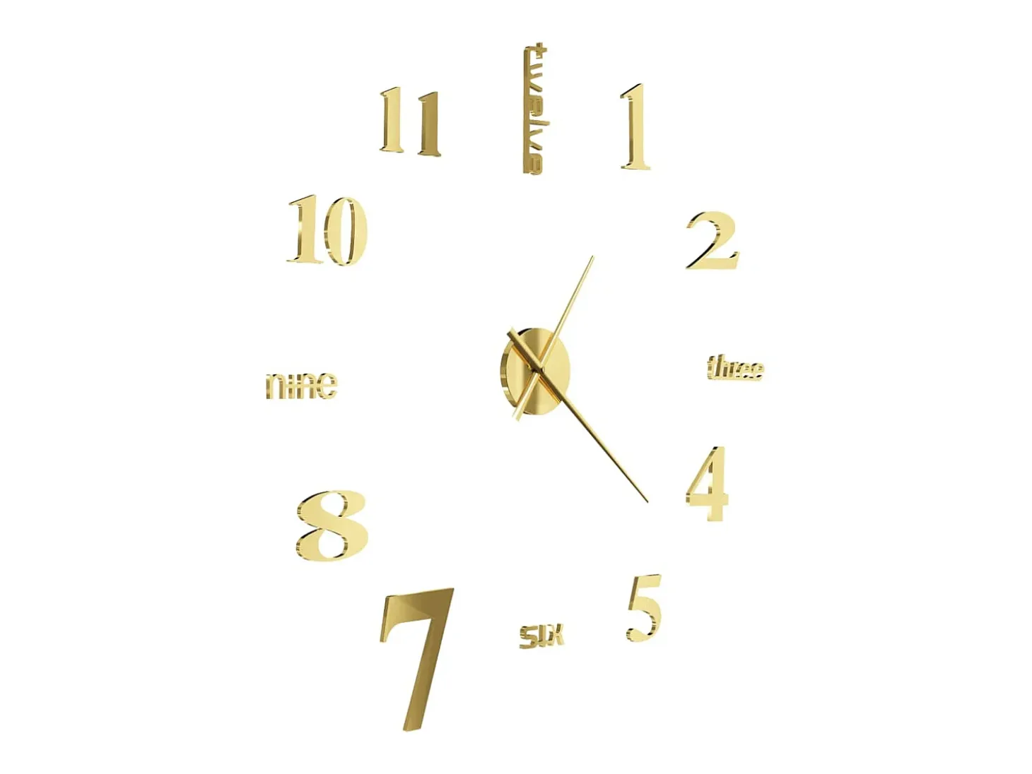 Reloj 3D de pared con diseño moderno 100 cm XXL dorado ES897079