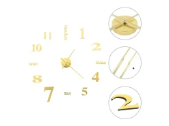Reloj 3D de pared con diseño moderno 100 cm XXL dorado ES897079