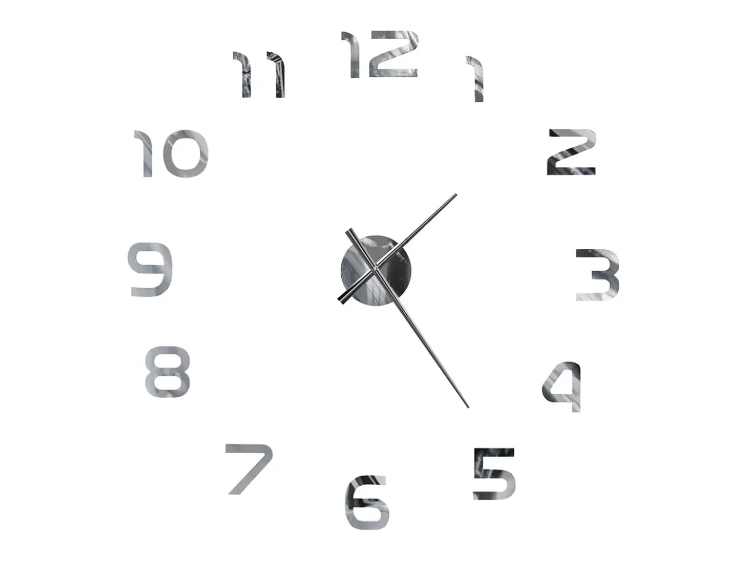 Reloj 3D de pared con diseño moderno 100 cm XXL plateado ES798058