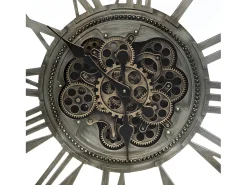Reloj de Pared con Mecanismo Aparente de Metal Envejecido de 80 cm de Diámetro