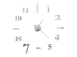 Reloj de pared 3D de diseño moderno 100 cm XXL plateado ES311372