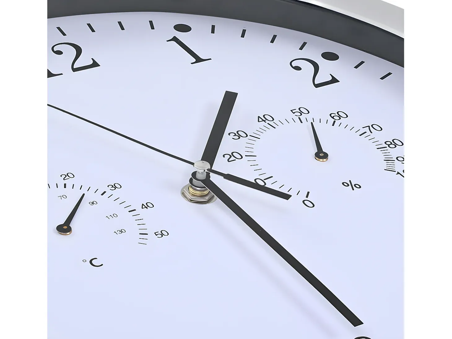 Reloj de pared de cuarzo higrómetro y termómetro 30 cm blanco ES591514